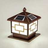 Brown Vintage Square Solar Garden Lantern Outdoor Lamp Image - 9