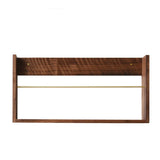 Brown Wall Mounted Modern Rectangular Walnut Bookshelf Image - 3