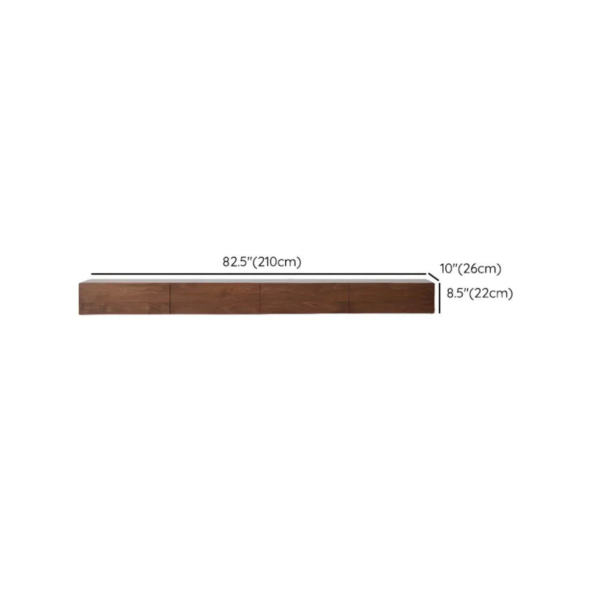 Brown Wall-Mounted Wood Long TV Stand with Drawers 