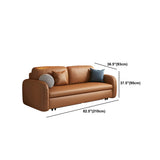 Brown Water Resistant Faux Leather Pillow Back Sofa Bed Image - 11