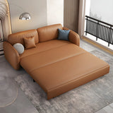 Brown Water Resistant Faux Leather Pillow Back Sofa Bed Image - 2