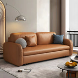 Brown Water Resistant Faux Leather Pillow Back Sofa Bed Image - 3