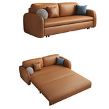 Brown Water Resistant Faux Leather Pillow Back Sofa Bed Image - 5