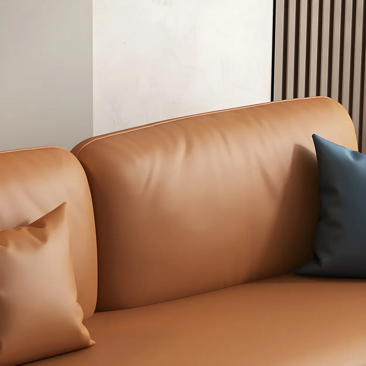 Brown Water Resistant Faux Leather Pillow Back Sofa Bed Image - 6