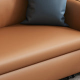 Brown Water Resistant Faux Leather Pillow Back Sofa Bed Image - 7