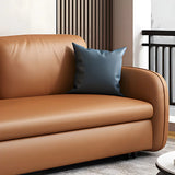 Brown Water Resistant Faux Leather Pillow Back Sofa Bed Image - 8