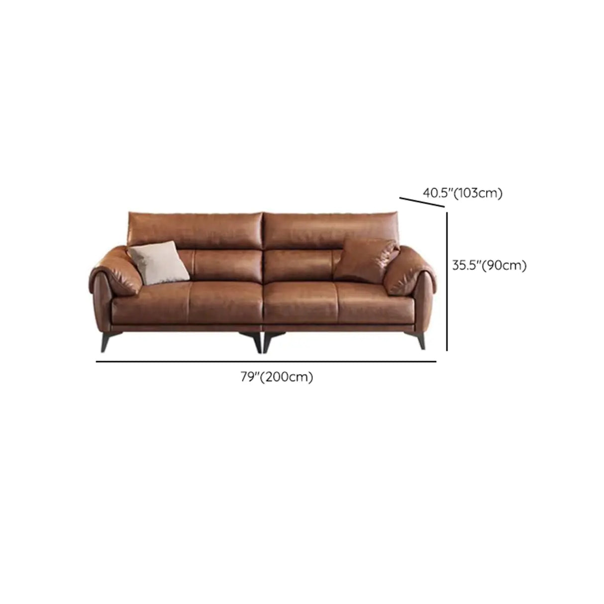 Brown Water Resistant Oiled Leather Down Fill Sofa 