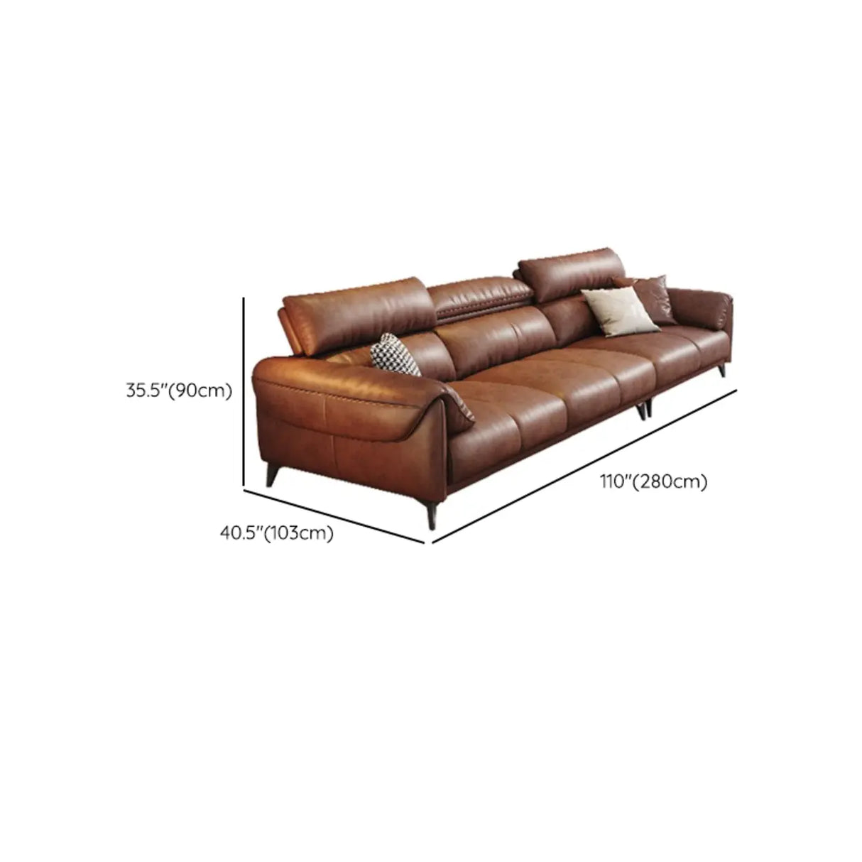 Brown Water Resistant Oiled Leather Down Fill Sofa Image - 14