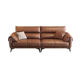 Brown Water Resistant Oiled Leather Down Fill Sofa Image - 2