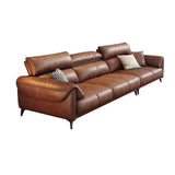 Brown Water Resistant Oiled Leather Down Fill Sofa Image - 3
