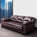 Brown Waterproof Faux Leather 3-Seater Sofa with Arms Image - 10