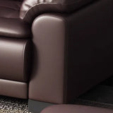 Brown Waterproof Faux Leather 3-Seater Sofa with Arms Image - 12