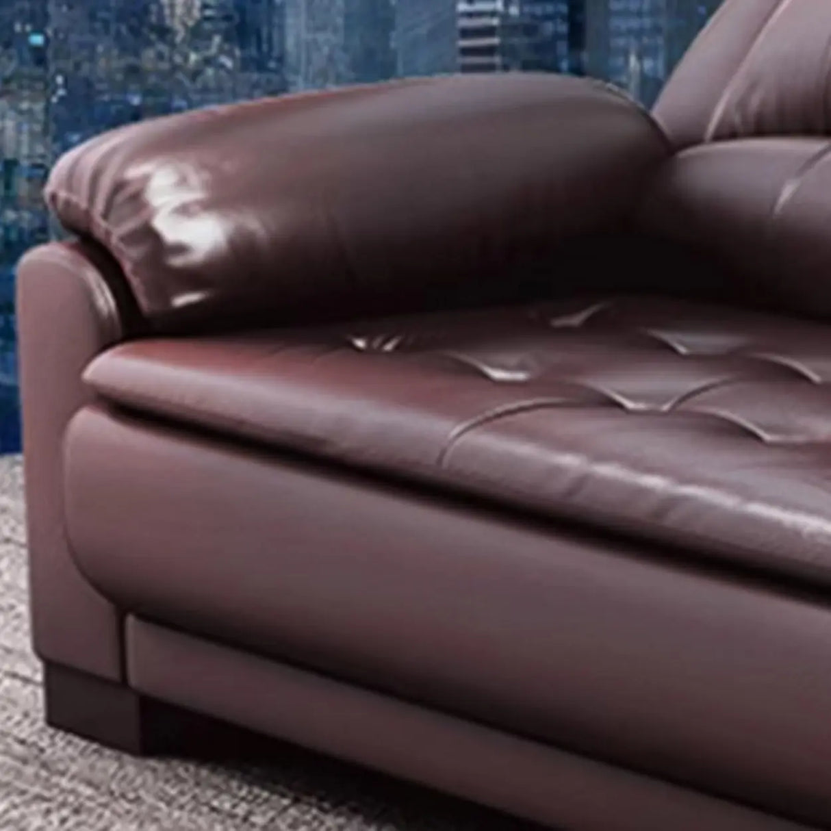 Brown Waterproof Faux Leather 3-Seater Sofa with Arms Image - 14