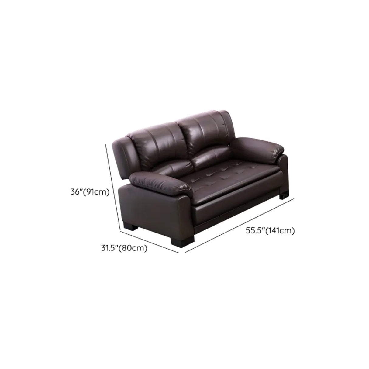 Brown Waterproof Faux Leather 3-Seater Sofa with Arms 