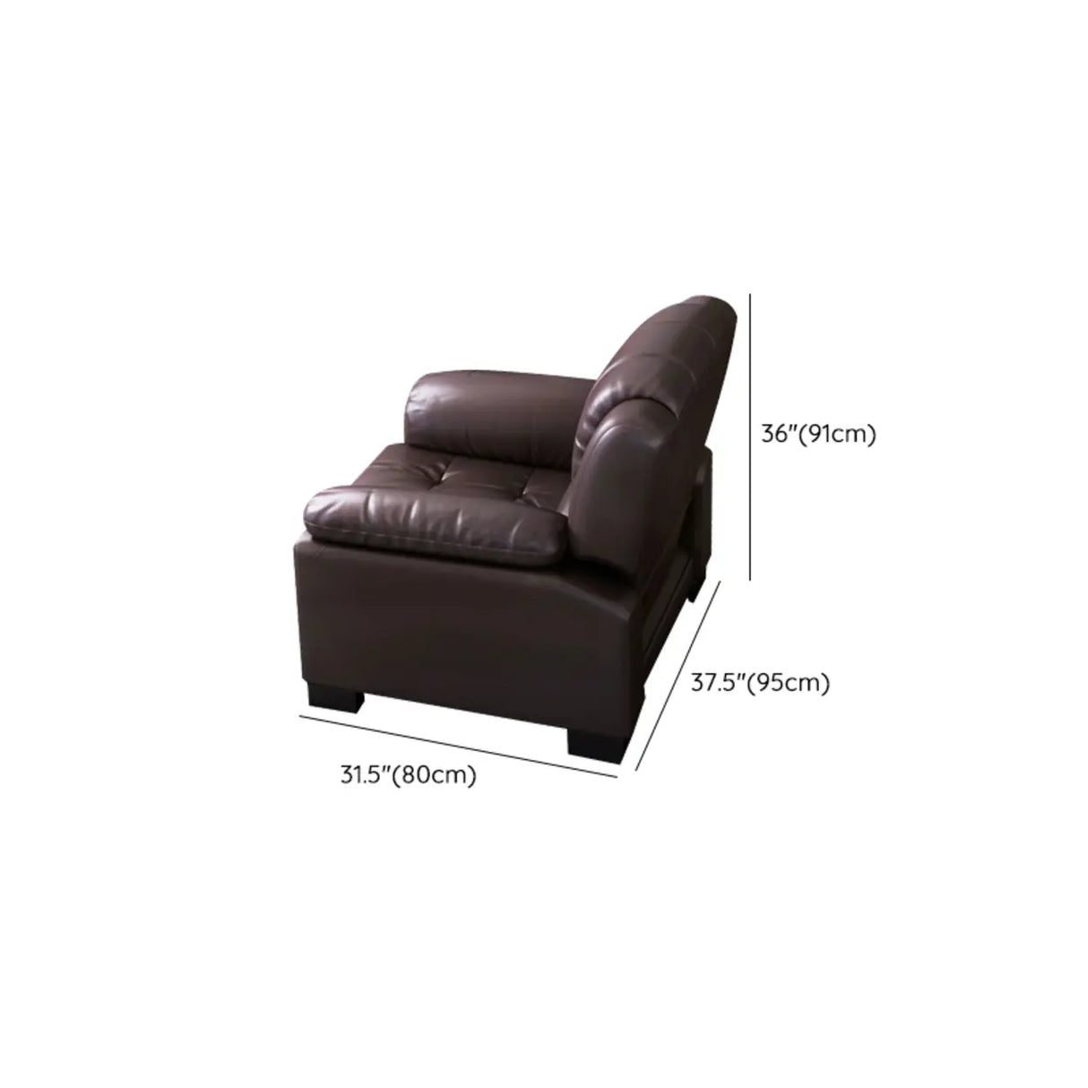 Brown Waterproof Faux Leather 3-Seater Sofa with Arms Image - 19