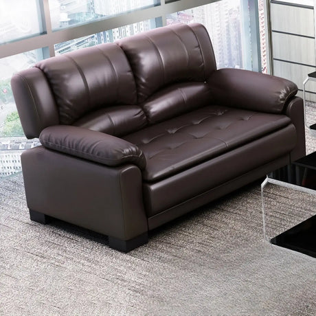 Brown Waterproof Faux Leather 3-Seater Sofa with Arms Image - 2