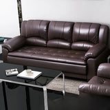 Brown Waterproof Faux Leather 3-Seater Sofa with Arms Image - 3