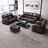 Brown Waterproof Faux Leather 3-Seater Sofa with Arms Image - 7