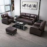 Brown Waterproof Faux Leather 3-Seater Sofa with Arms Image - 9