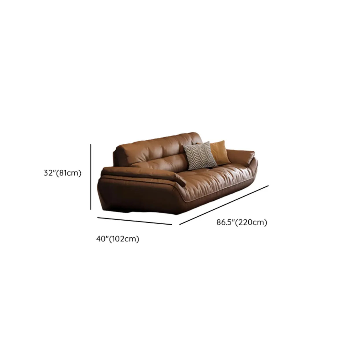 Brown Waterproof Genuine Leather Sofa with Arms Image - 10