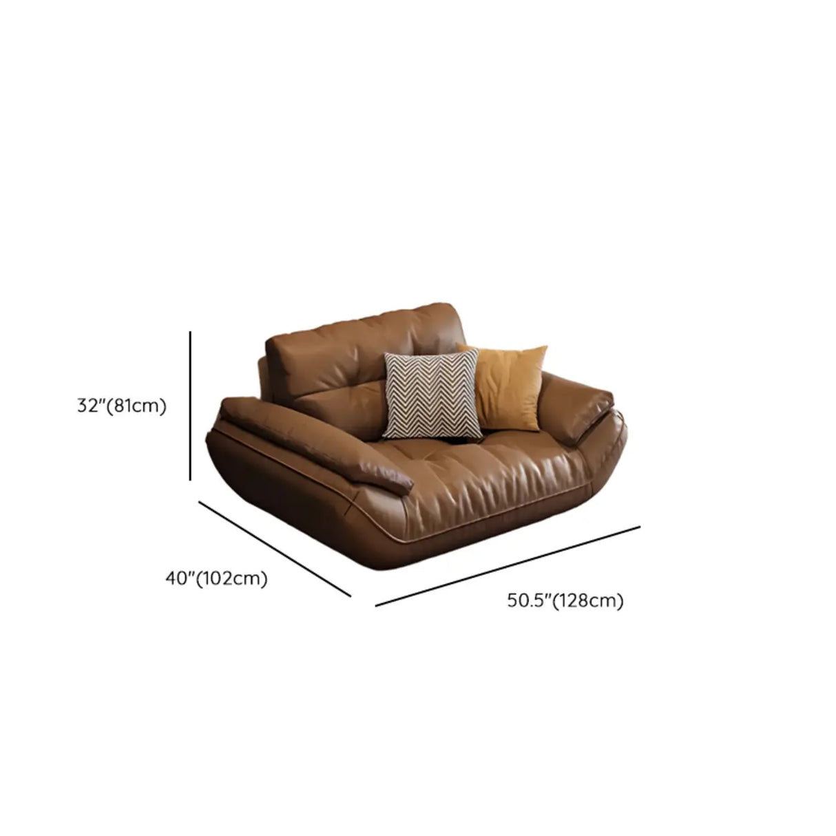 Brown Waterproof Genuine Leather Sofa with Arms Image - 15