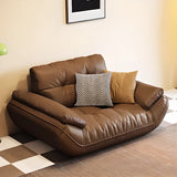 Brown Waterproof Genuine Leather Sofa with Arms Image - 4