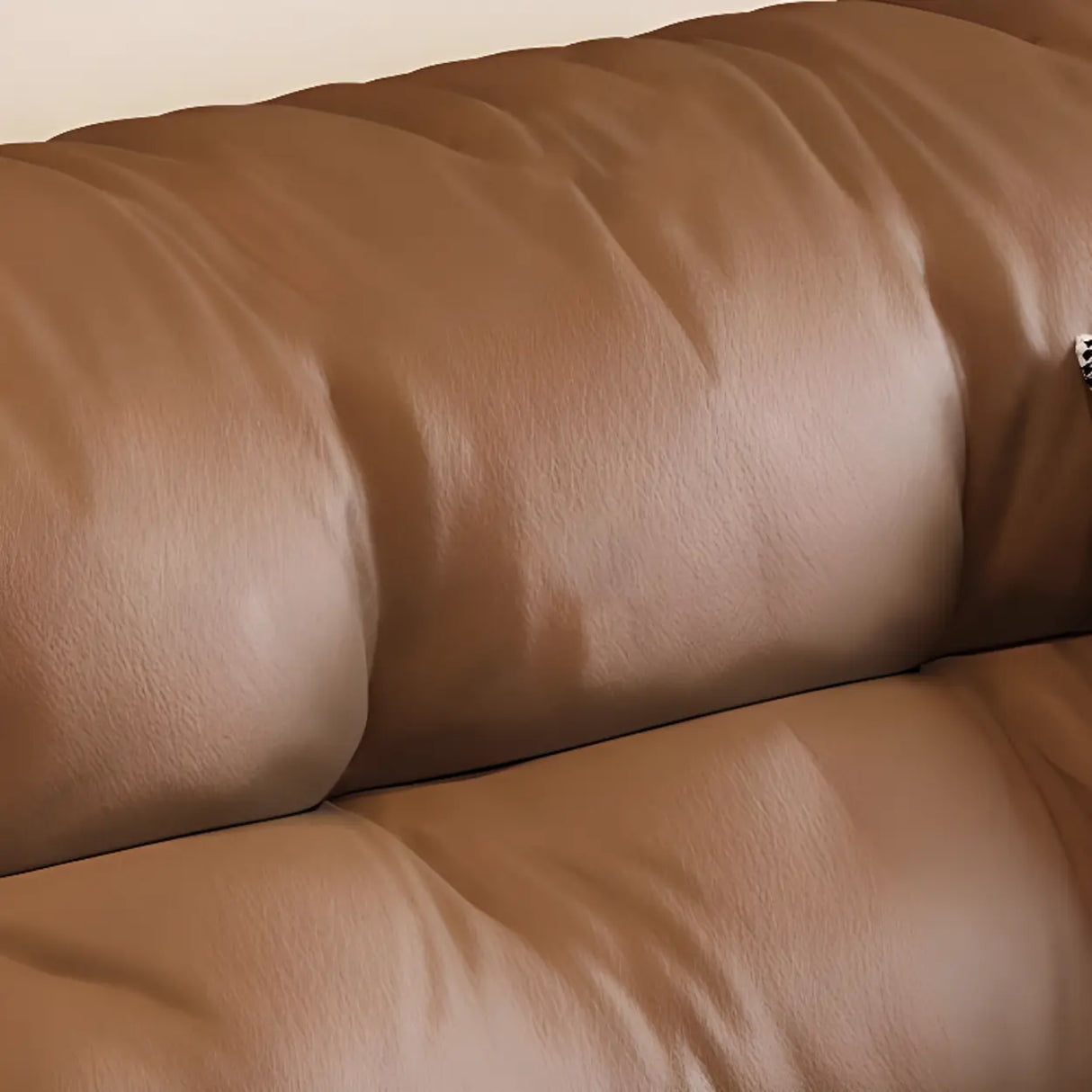 Brown Waterproof Genuine Leather Sofa with Arms Image - 6
