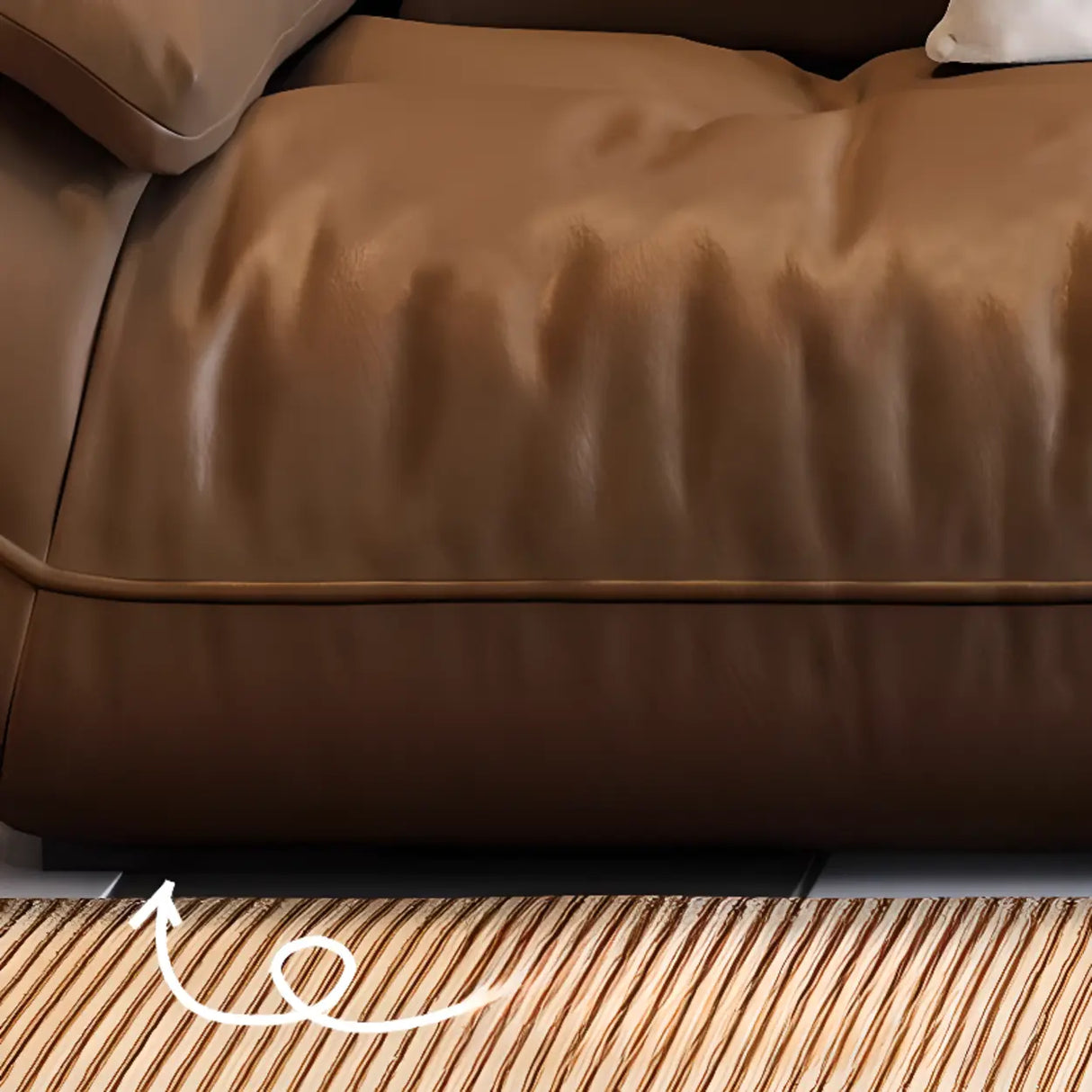 Brown Waterproof Genuine Leather Sofa with Arms Image - 7