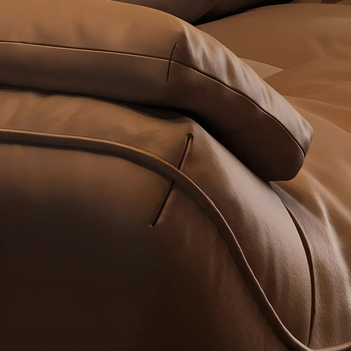 Brown Waterproof Genuine Leather Sofa with Arms Image - 8