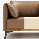 Brown Waterproof Leather Removable Cushions Sofa Image - 12