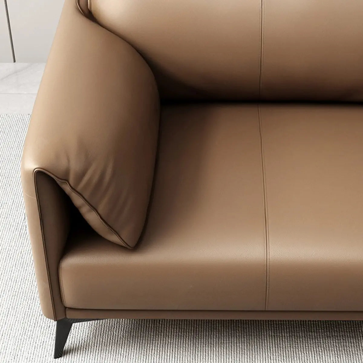 Brown Waterproof Leather Removable Cushions Sofa Image - 13
