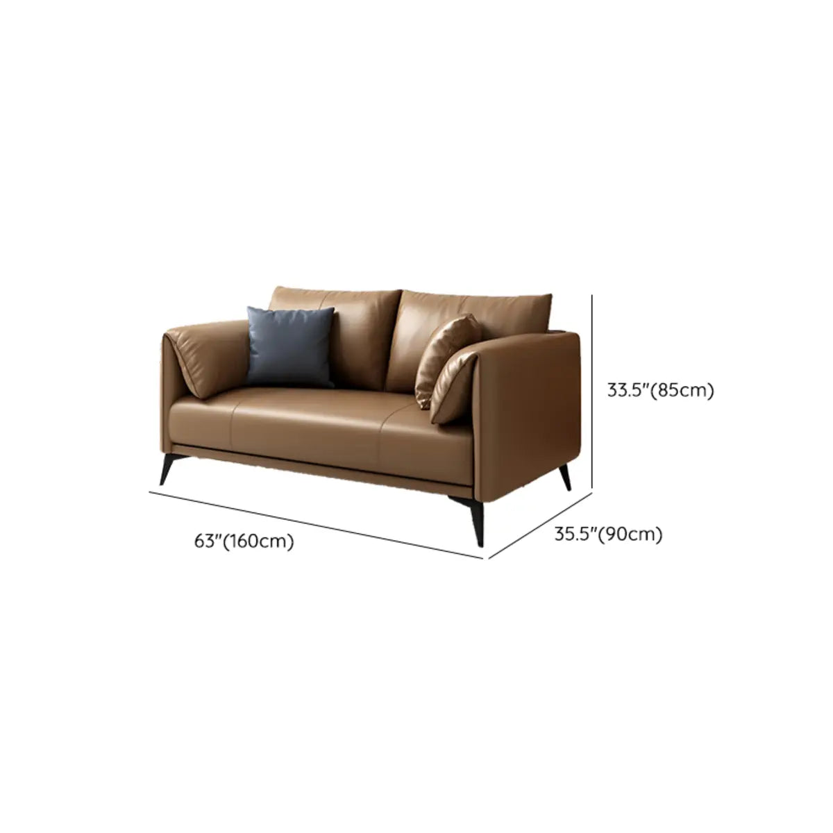 Brown Waterproof Leather Removable Cushions Sofa 