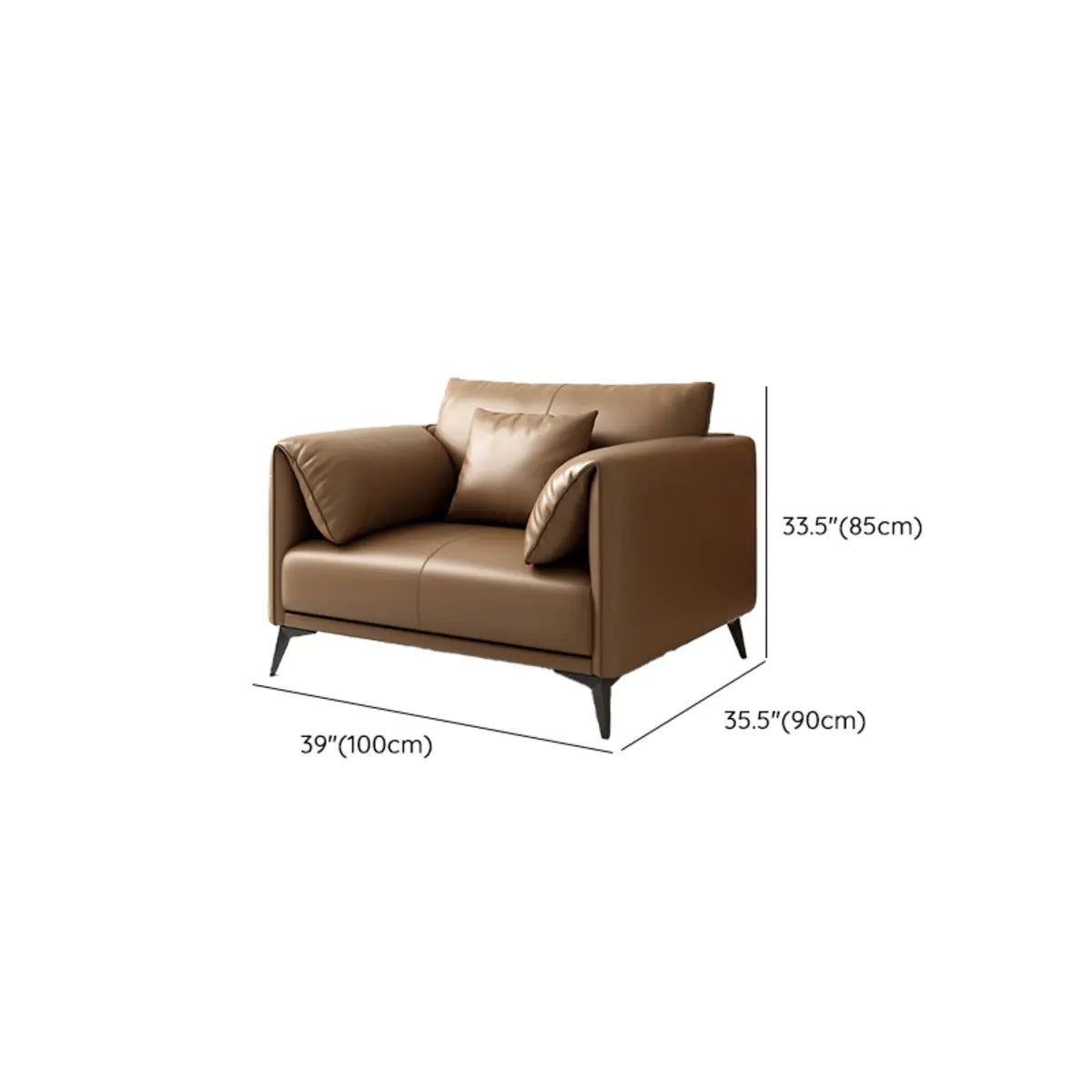 Brown Waterproof Leather Removable Cushions Sofa Image - 16