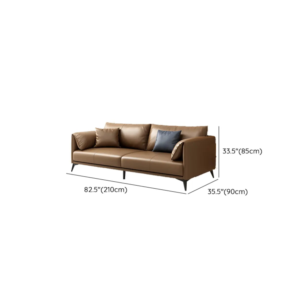 Brown Waterproof Leather Removable Cushions Sofa Image - 17