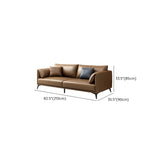 Brown Waterproof Leather Removable Cushions Sofa Image - 17