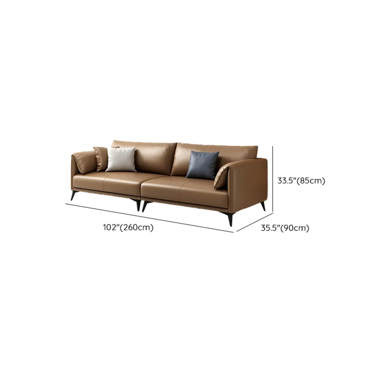 Brown Waterproof Leather Removable Cushions Sofa Image - 18