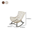 Brown Wicker Rattan Rocking Chair with Black Metal Leg #size