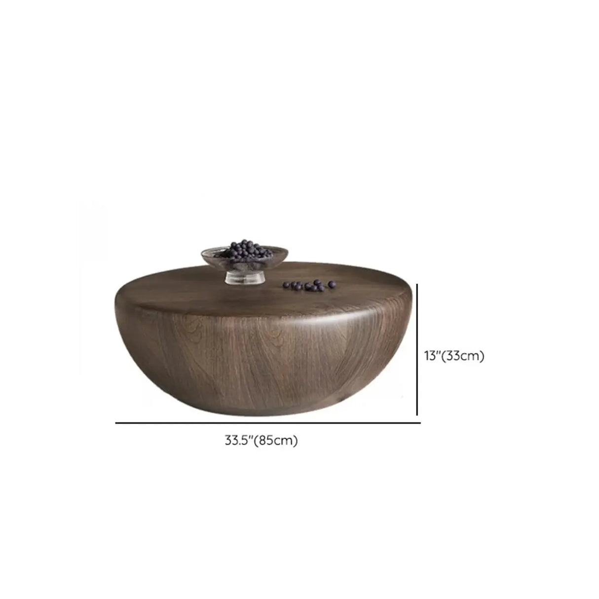 Brown Wood Bowl-Shaped Fixed Nesting Coffee Tables Image - 10
