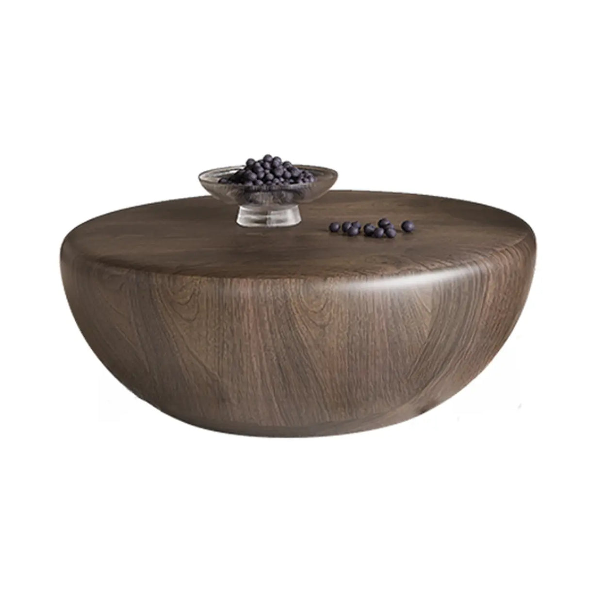 Brown Wood Bowl-Shaped Fixed Nesting Coffee Tables Image - 3