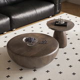 Brown Wood Bowl-Shaped Fixed Nesting Coffee Tables Image - 4