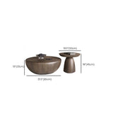Brown Wood Bowl-Shaped Fixed Nesting Coffee Tables #size