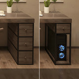 Brown Wood Corner Writing Desk with Exterior Shelf Image - 10