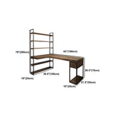 Brown Wood Corner Writing Desk with Exterior Shelf Image - 21