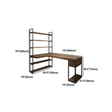Brown Wood Corner Writing Desk with Exterior Shelf Image - 25