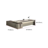 Brown Wood Exterior Shelf Executive Desk with Cabinet Image - 10