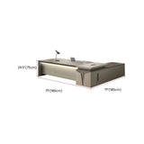 Brown Wood Exterior Shelf Executive Desk with Cabinet Image - 11