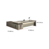 Brown Wood Exterior Shelf Executive Desk with Cabinet Image - 12