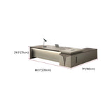 Brown Wood Exterior Shelf Executive Desk with Cabinet Image - 15