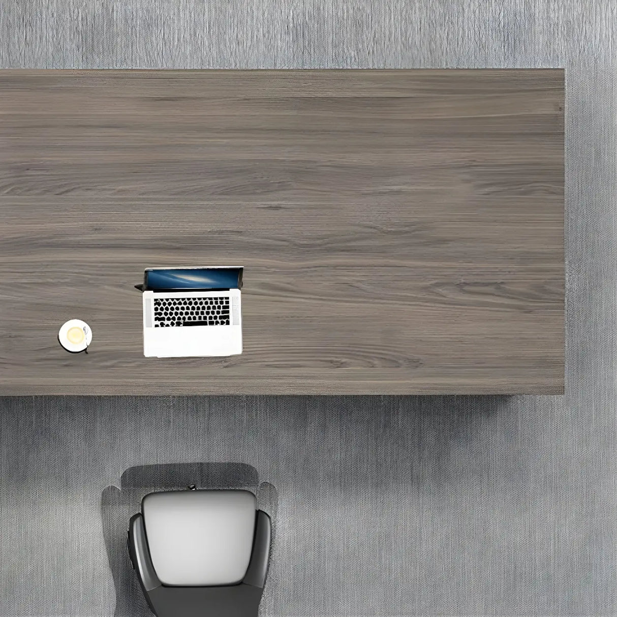 Brown Wood Exterior Shelf Executive Desk with Cabinet Image - 6
