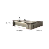 Brown Wood Exterior Shelf Executive Desk with Cabinet #size